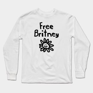 Free Britney Daisy Smiley Face Black Long Sleeve T-Shirt